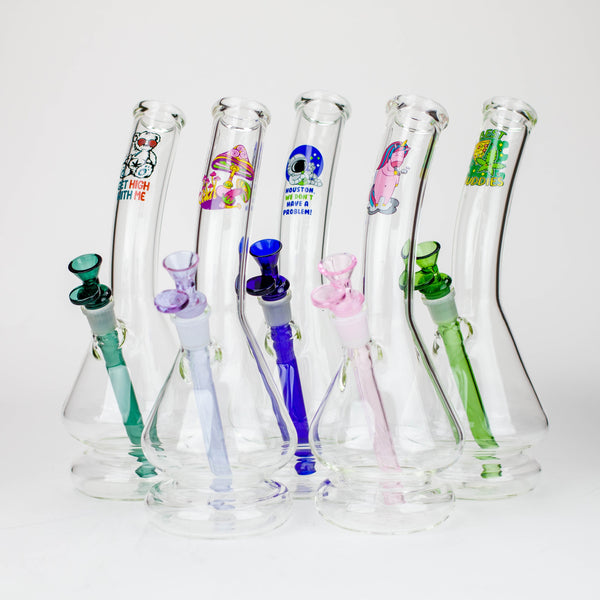 12" 2-in-1 Beaker Glass Bong - Cartoon Design [XTR2022-03]