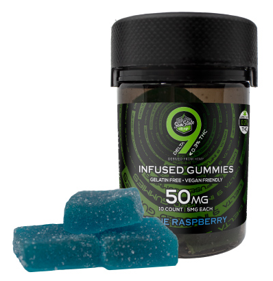 Delta 9 Infused Gummies Blue Raspberry 10pcs 50mg